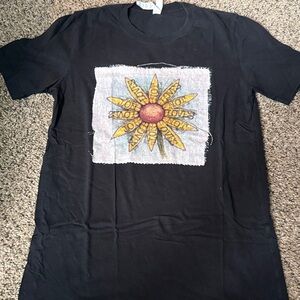 Custom Black Tee with Vibrant Sunflower Design